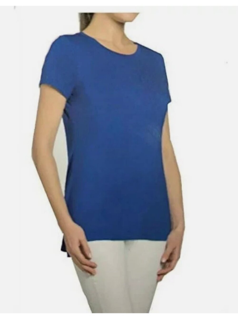 Joan Vass New York Women's Short Sleeve Tunic T-Shirt, MERIDIAN BLUE, S